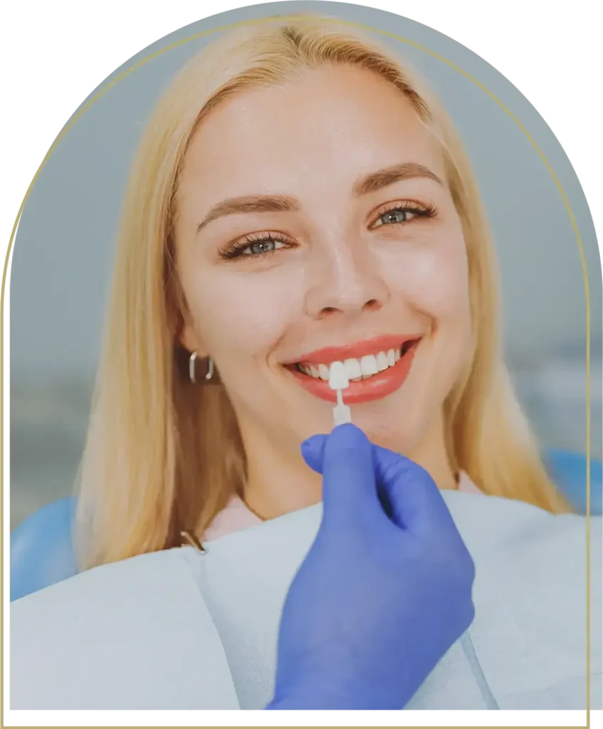 Patient smile assessment for cosmetic dentistry treatment showing what are porcelain veneers results